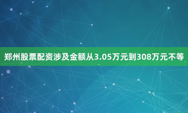 郑州股票配资涉及金额从3.05万元到308万元不等