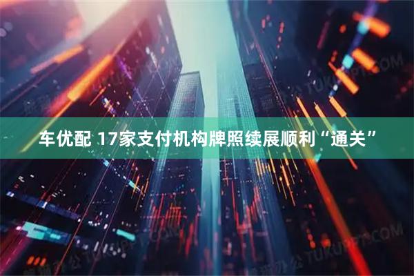 车优配 17家支付机构牌照续展顺利“通关”